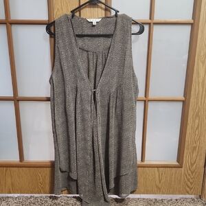 Cabi Chiffon Tunic Cardigan Vest Semi Sheer Brown Size Medium